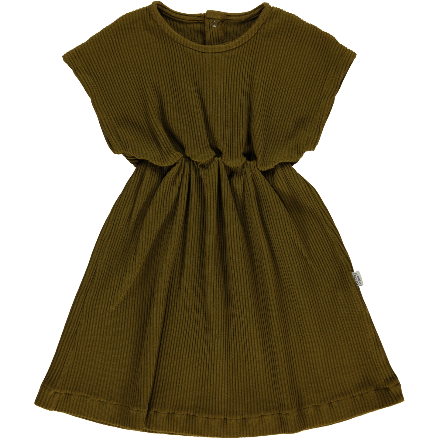 Geripptes Kleid Dahlia aus Bio-Baumwolle, Fir Green