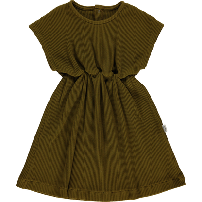Geripptes Kleid Dahlia aus Bio-Baumwolle, Fir Green