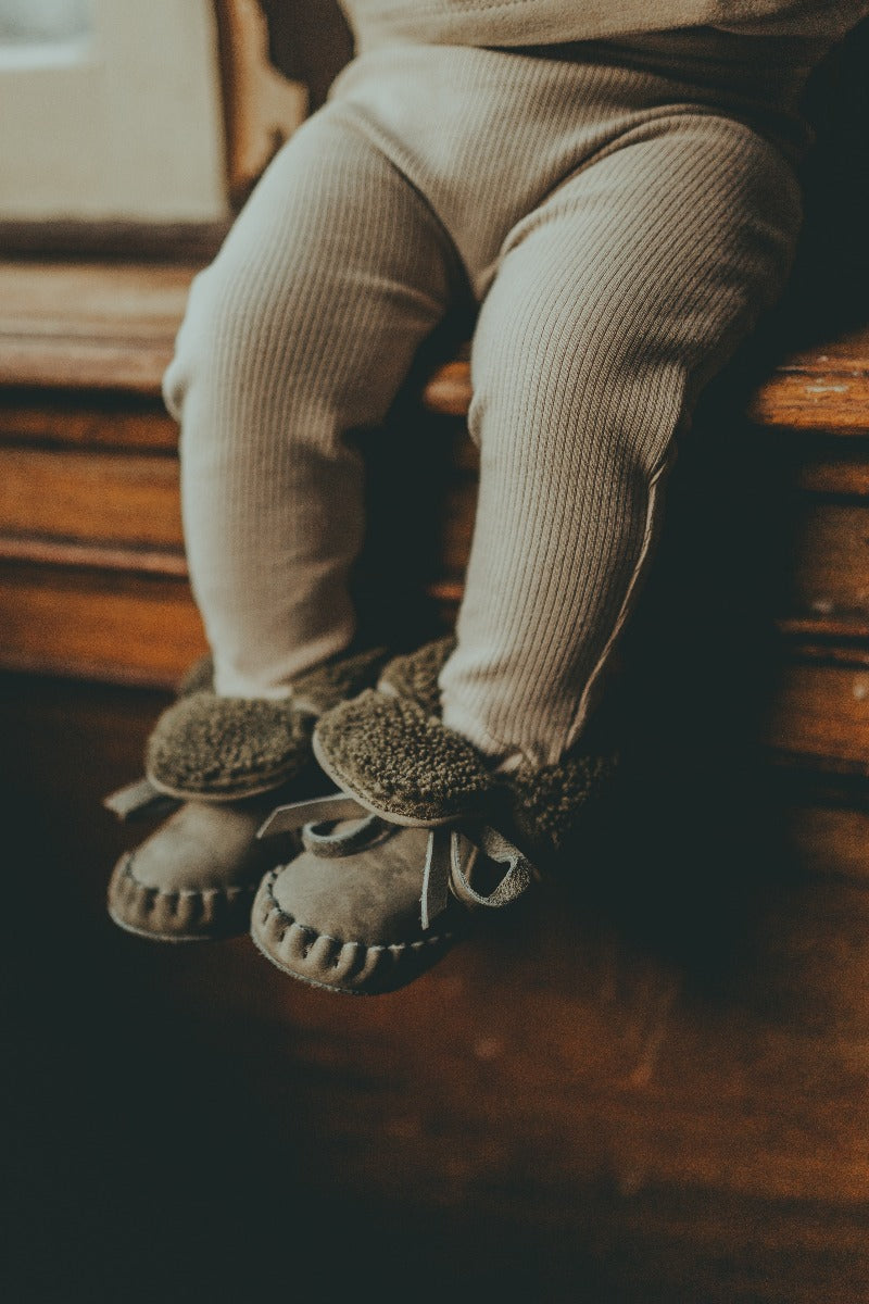 Chaussures Bébé en Cuir Fourré, Jaya Stone