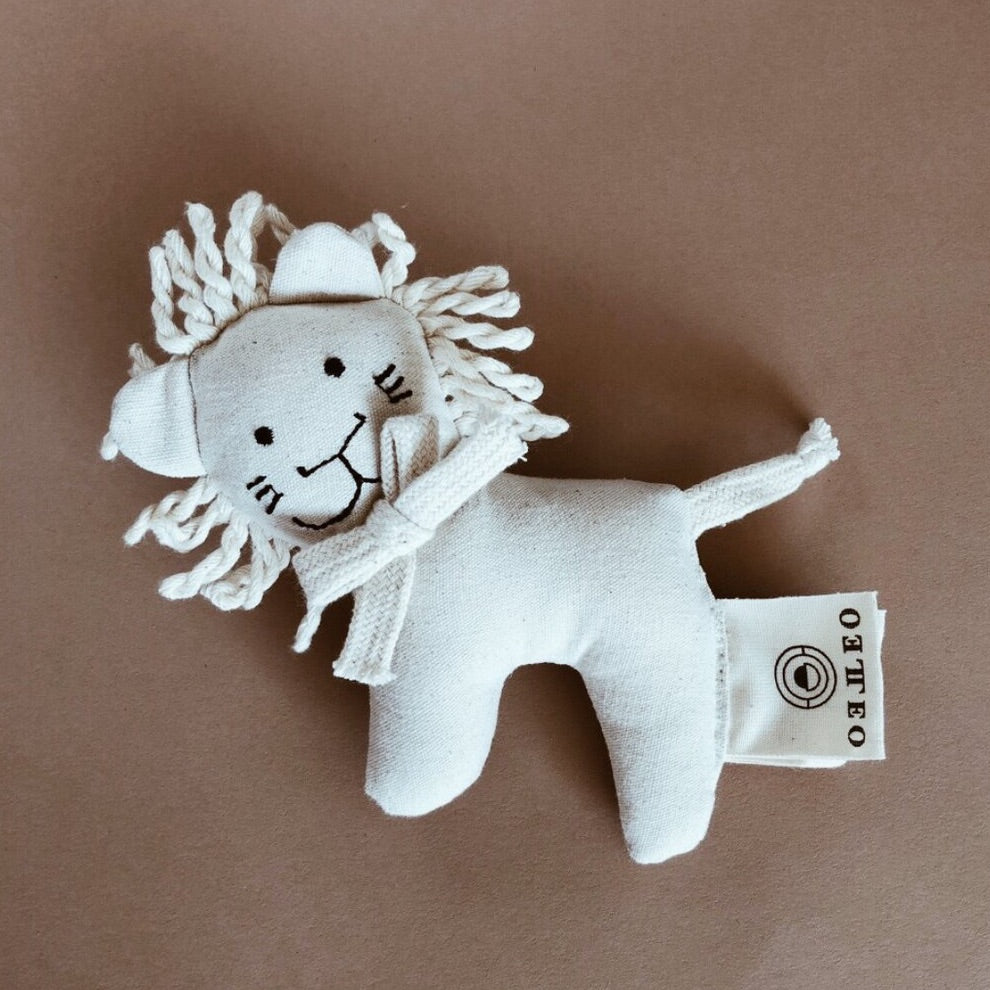 Hochet en coton biologique, Lion blanc